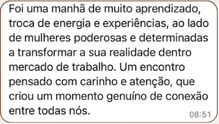 Print original da mensagem de uma participante de encontro presencial — 1
