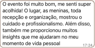 Print original da mensagem de uma participante de encontro presencial — 2