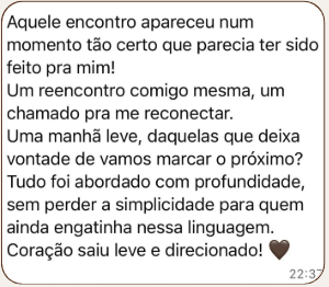 Print original da mensagem de uma participante de encontro presencial — 3